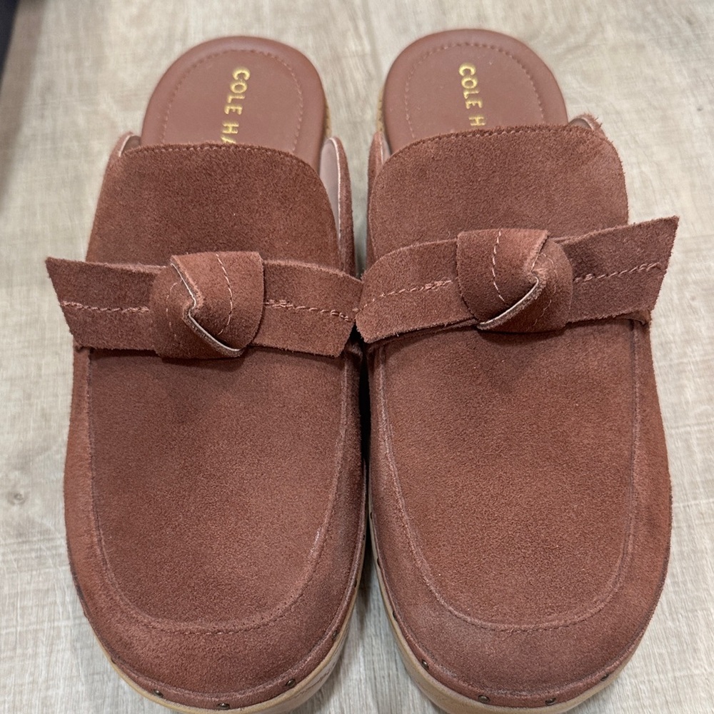 Cole Haan Chestnut Suede Slip-On Mules